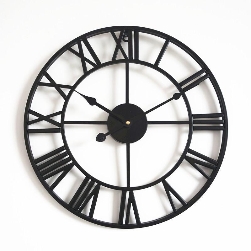 Roman Wall Clock Vintage Metal Decor With Quartz Movement For Living Room And Bedroom