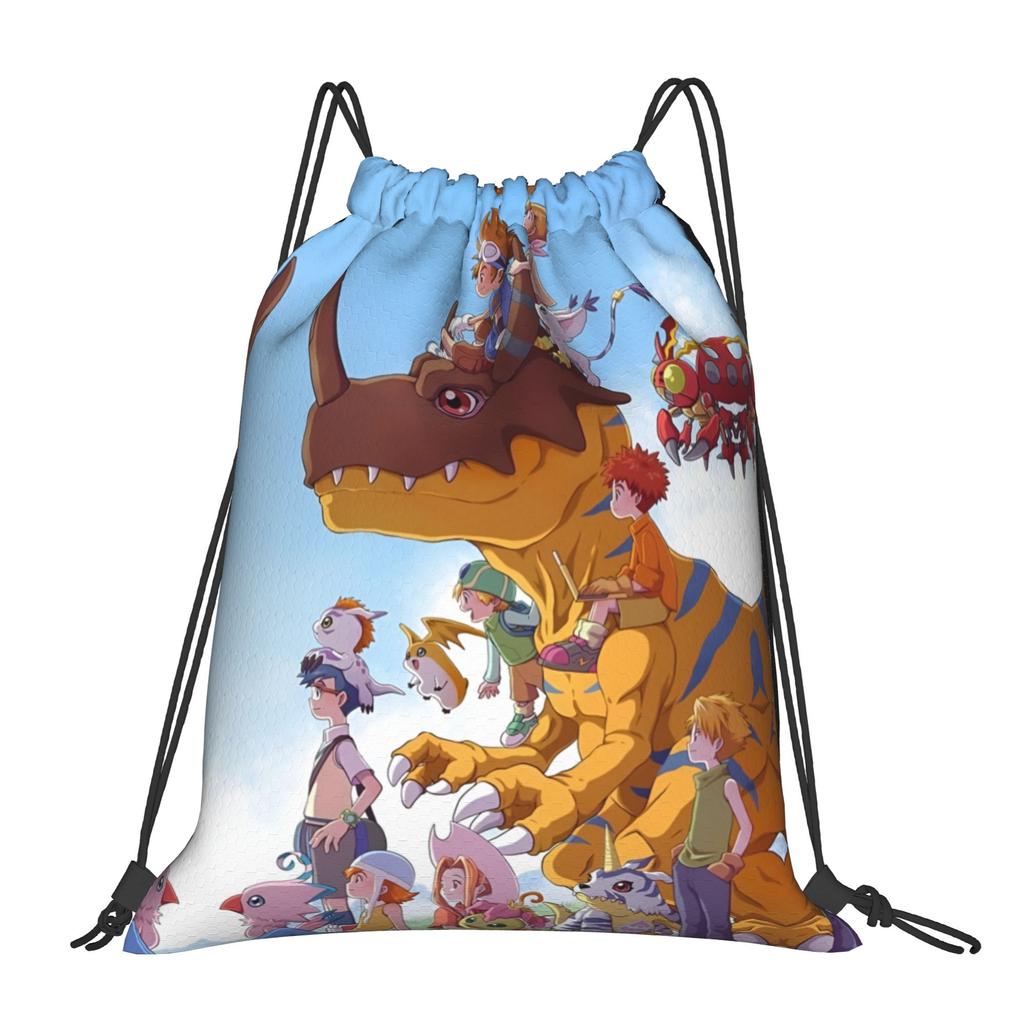 Custom D-Digimons Drawstring Bags for Shopping Yoga Backpacks Men Women Cartoon Sports Gym Sackpack