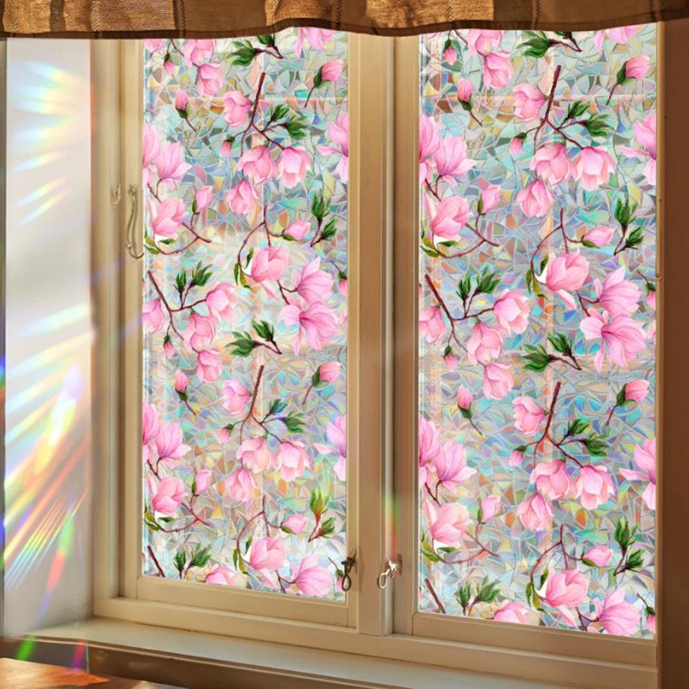 For Bathrooms Floral PVC Film Double-sided Window Sticker Creative Crafting 43*100cm Crafting Film Energy Conservation