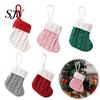 Miniature Knitted Socks Christmas Tableware Holder, Stockings Spoon Knife Fork Decorative Pendants for Trees Bag Fireplace, Tree, Holiday Party Dinner
