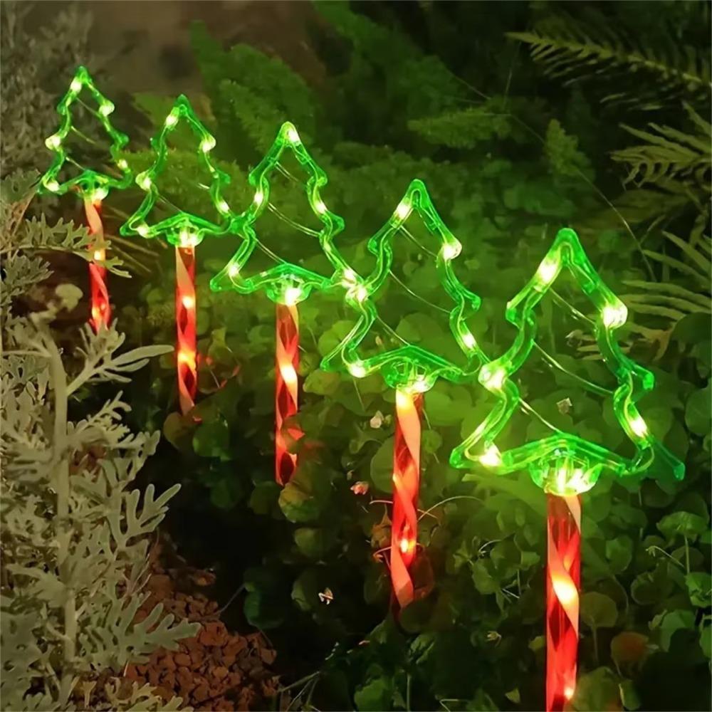 

5PC/Set Outdoor Solar Christmas Candy Cane Light Waterproof 8 Modes Floor Mounted Light String Gifts String Lights