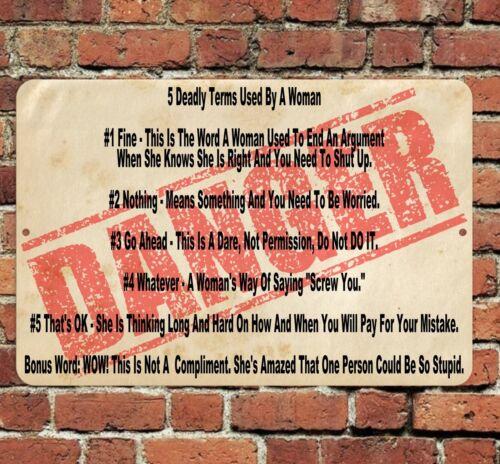 Deadly Terms Used By A Woman Sign Aluminum Metal x Funny Husband Man CaveAluminum
