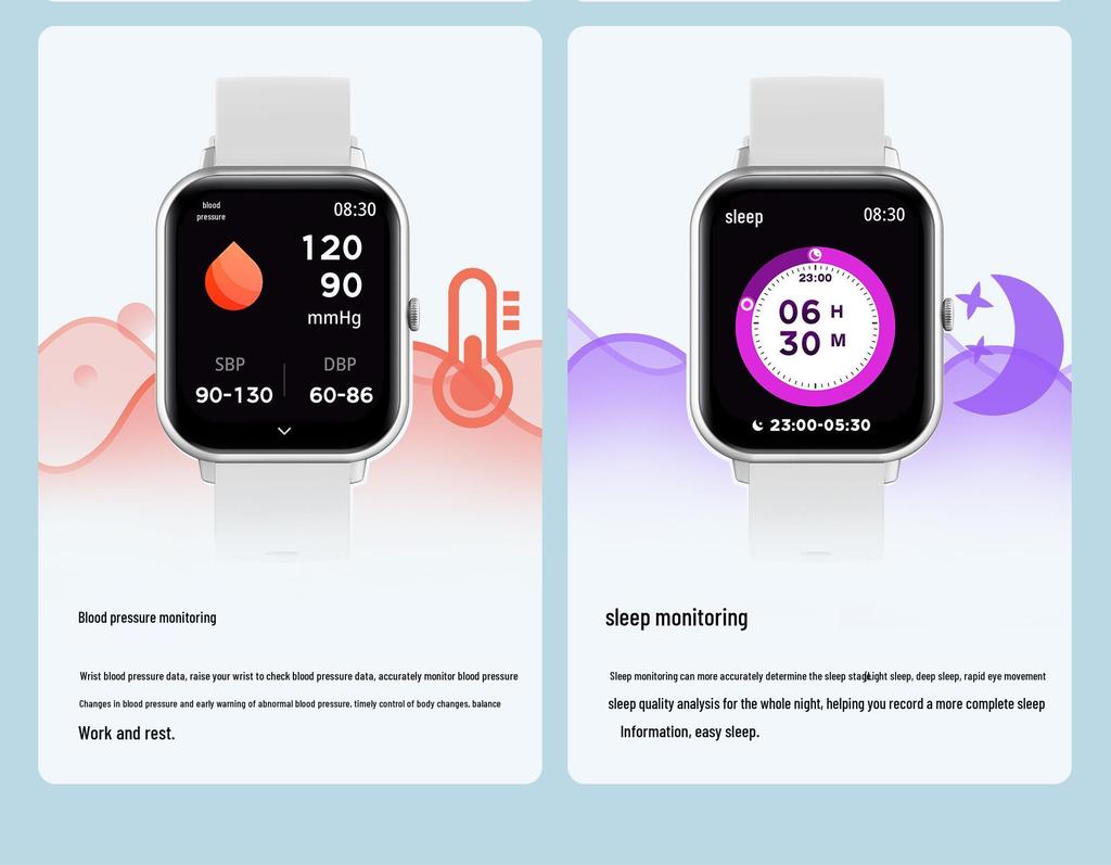 ZL54CJ Bluetooth Smartwatch: Heart Rate/Blood Pressure Monitor, Blood Oxygen, Music, Messaging, Multi-Sport Functions.