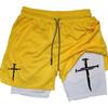 2026 Summer Jogging Shorts Men's Gym Shorts 2 In 1 Mesh Quick Dry Sport Performance  Fitness Workout Double Layered Board Shorts