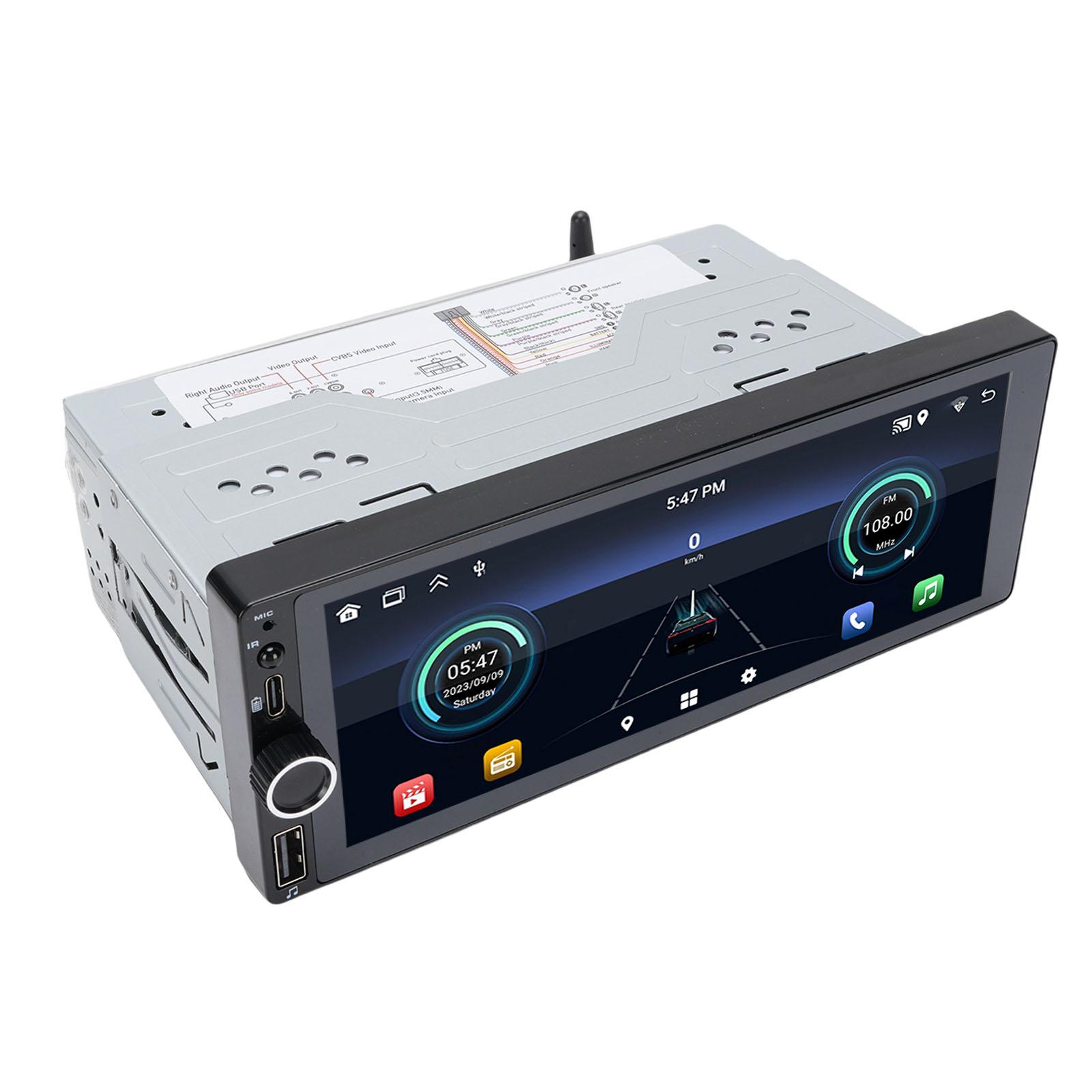 

Single Din Car Stereo 6.86 Inch Touchscreen Wired Wireless Screen Mirroring 1080P Backup Camera GPS Navigation