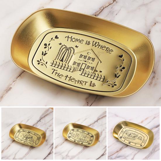 Outdoor Camping Fruit Plate Heavy Duty Vintage Tinplate Fruit Dish Multi-purpose Treats Candies Desserts Snacks Serving Tray