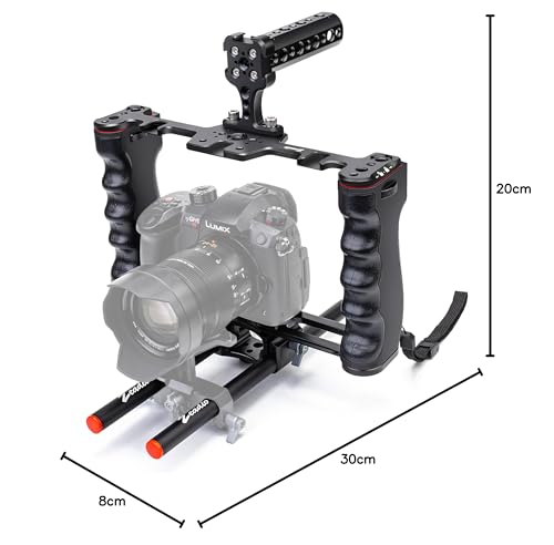 Zeadio Camera Video Rig Cage, Filmmaking Kit with Top Handle & Arca-Type Base, Compatible with All DSLR Cameras and Video Cameras