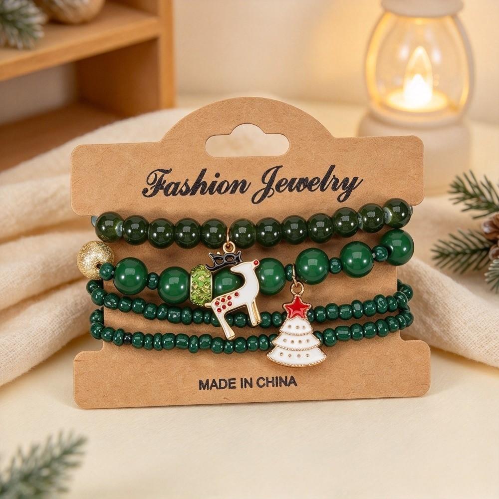 4Pcs/Set Colorful Christmas Bracelet Set Adjustable Stackable Hand Chain New Charm Bangle Set Gifts