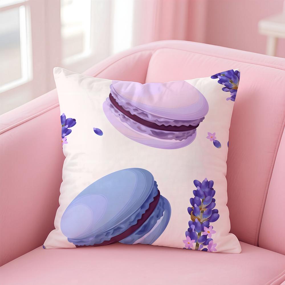 Sweet Macaron Girly Food Cushion Cover Pillowcase Short Plush Invisible Zipper Room Sofa Cushion Cover