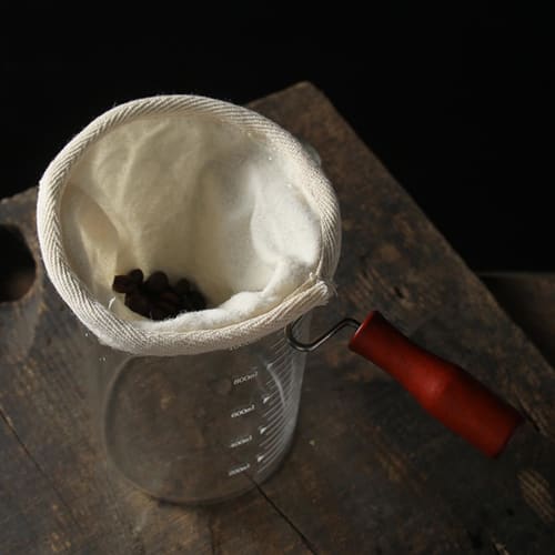 Stalf Coffee Dripper Cloth, Cloth Coffee Strainer, Coffee Tea Strainer Bag | Handmade Reusable Cafe Flannel Cloth Filter Bag with Wooden Handle, Coffe
