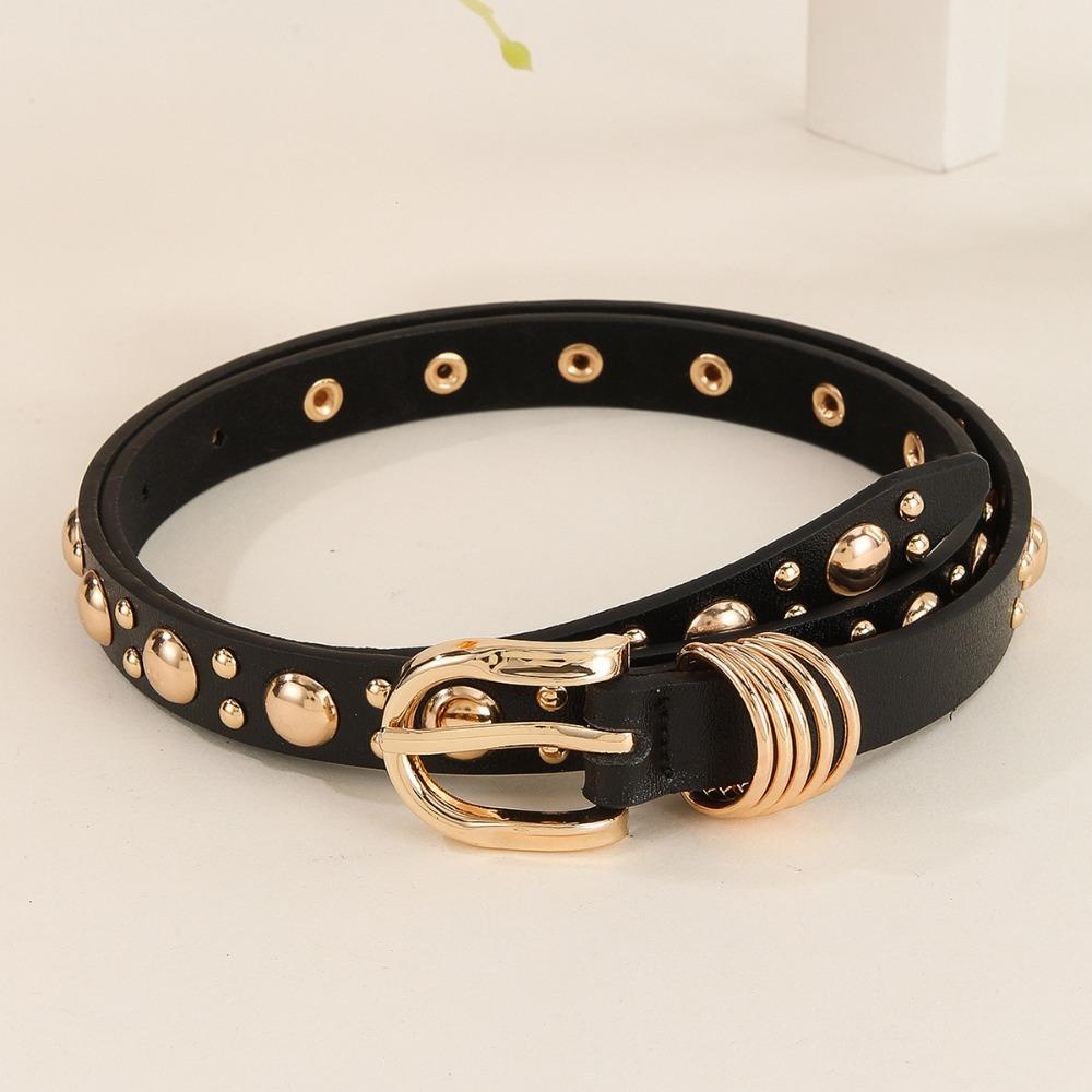Pu Leather Rivet Waist Belt American Style Women's Jeans Belt Adjustable Y2k Thin Belt  Spicy Girls