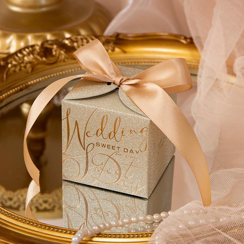 5/10Pcs Wedding Favors Boxes Candy Gift Boxes with Creative Ribbon Rectangle Paper Sweets Box for Engagement Party Anniverary