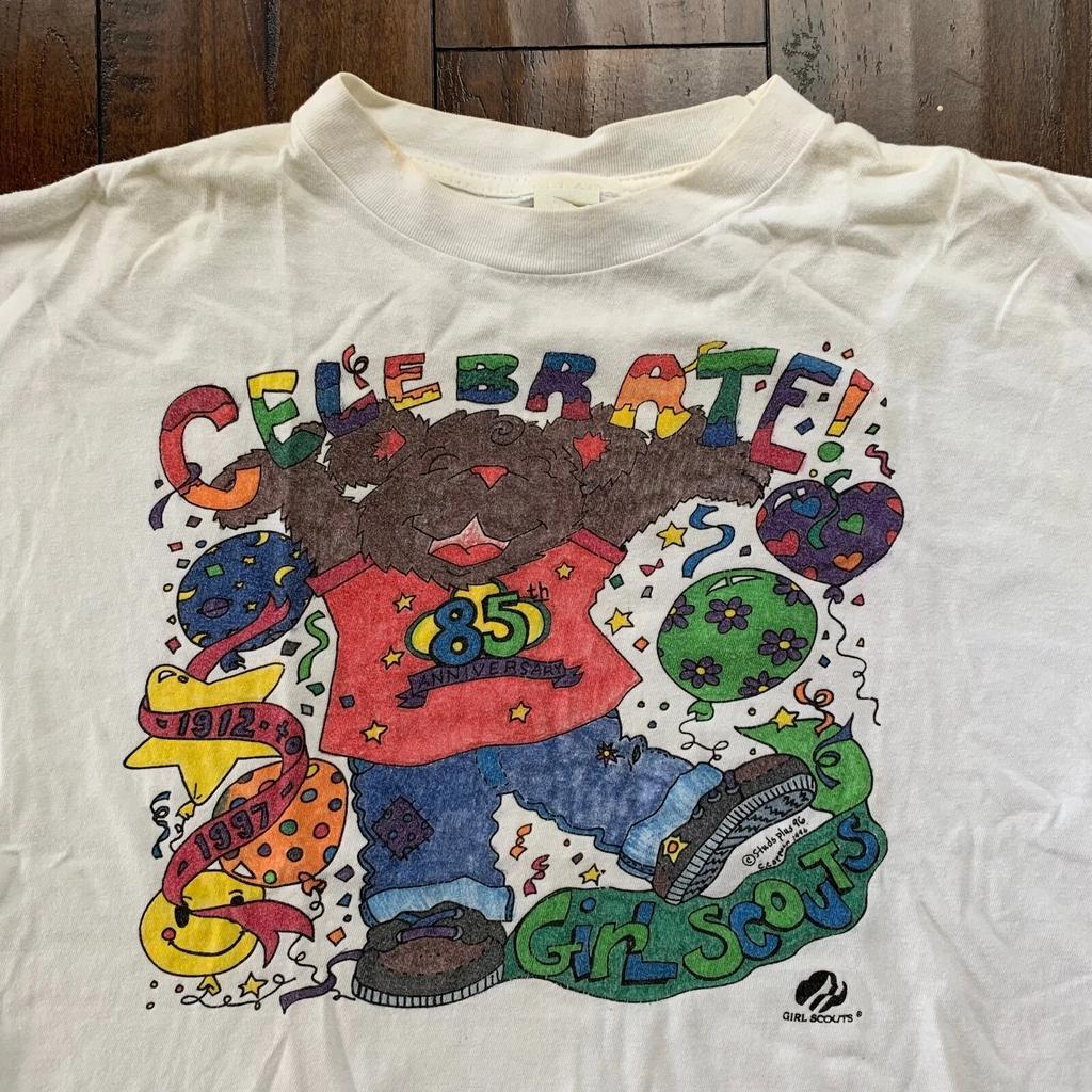 Girl Scouts Grateful Dead Bear Vintage T Shirt Hippie Rainbow Stoner 90s Trippy