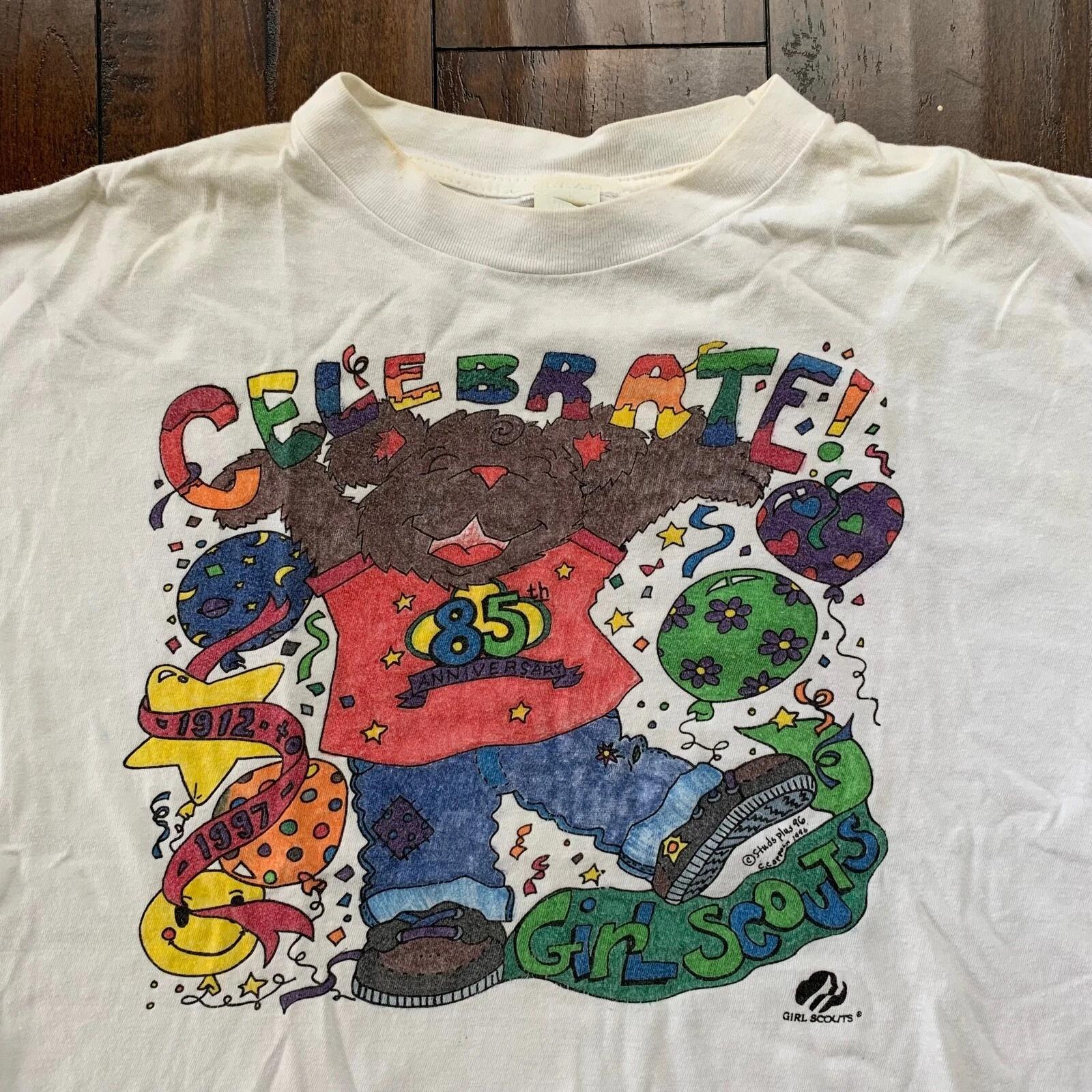 Girl Scouts Grateful Dead Bear Vintage T Shirt Hippie Rainbow Stoner 90s Trippy S