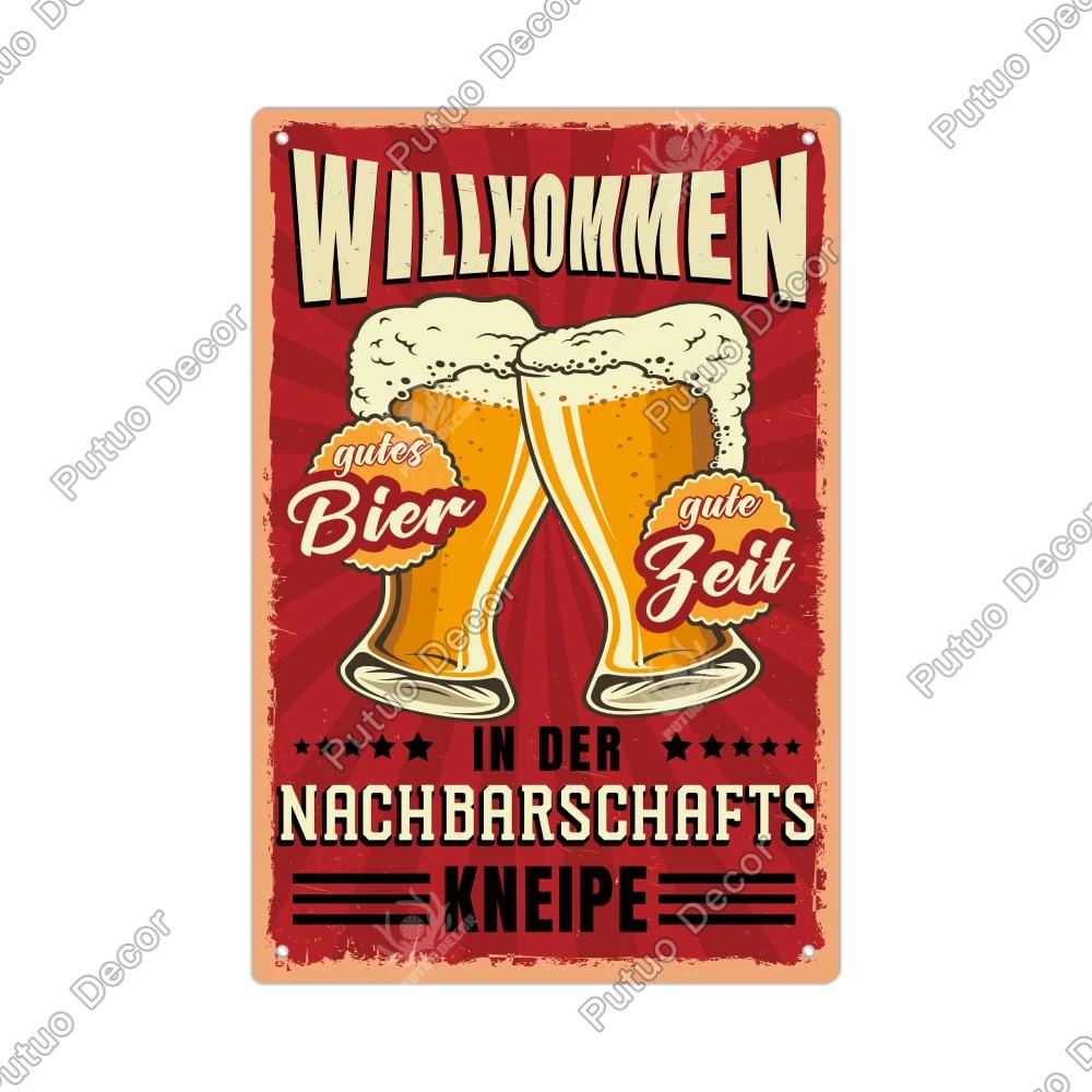 Putuo Decor Vintage German Metal Tin Sign  Rustic Wall Art for Home Office Cafe Farmhouse  Perfect Gift for Friends  Unique Deco