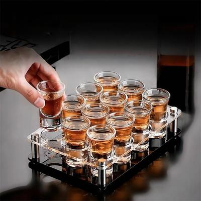Easy To Clean Material Acrylic Cup Organizer Glass Tray Holder