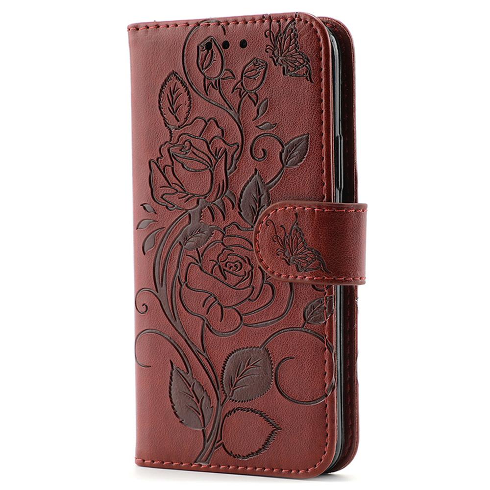 Pro pouzdro na iPhone 16 Pro Max Peněženka Stojánek Vytištěná Růže Motýl PU Kůže Kryt na telefon