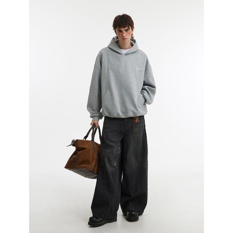 Men's American-Style Design Sports Hoodie, Men's Spring High-Street Niche Deconstructed Hooded Cleanfit Short Sweatshirt