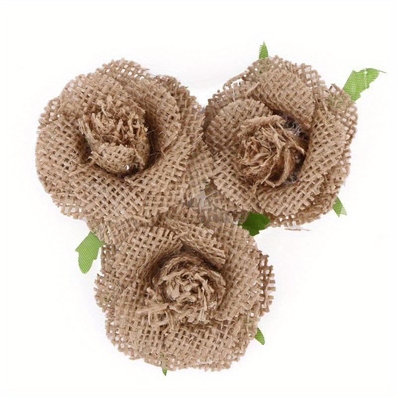 3pcs/set Natural Jute Hessian Flower Handmade Burlap Rose Vintage Wedding Decoration Party Hat Craft DIY Party Decoration