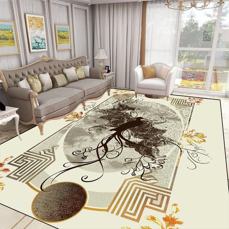 Luxury 3D Plant Carpets for Living Room Europe and America Decoration Large Carpets Non-slip Coffee Table Side Mat Lounge Rug