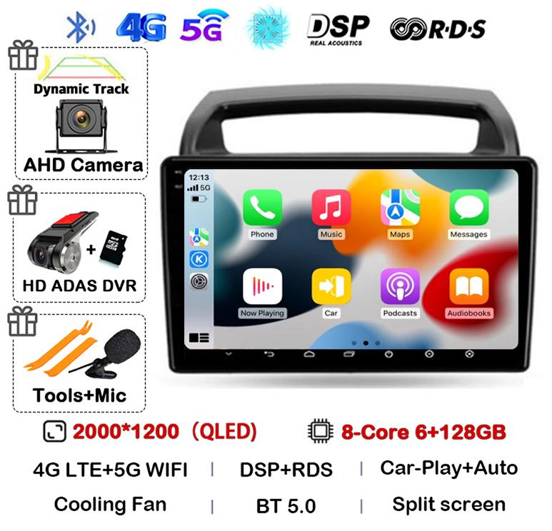 Android 14 WIFI+4G CarPlay Auto Car Radio For KIA Carnival VQ 2006 - 2014 Autoradio Multimedia Player Navigation GPS Stereo DSP