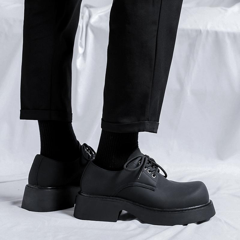 Fashion 2024 Japan Korean Streetwear Fashion Casual Square Toe Boots Shoes Male Black Punk Gothic Outdoor Leather Motorcycle Boots Shoe