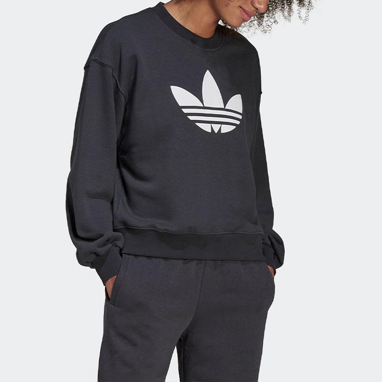 Adidas Originals Trefoil Logo Sports Crewneck Sweatshirt Women sweatshirt Carbon-Black HU1605
