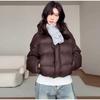 Kapuzen-Daunenjacke Damen Winter 2025 Neue Mode Grau Brotjacke Lässige Kurze Steppjacke