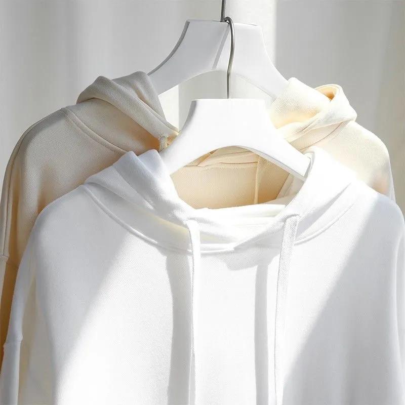 Spring Solid Color Thick Hooded Sweater Solid Color Retro Casual Hoodie for Men and Women