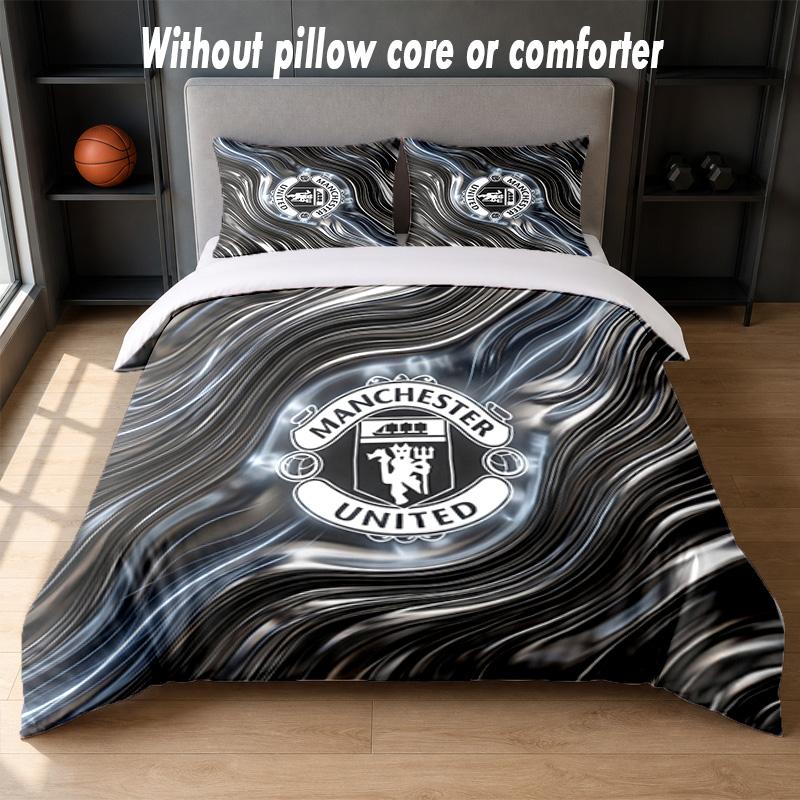 Manchester United Diseño Juego de Cama Ropa de Cama 1 Funda Nórdica + 2 Fundas de Almohada Suave Transpirable Ropa de Cama para el Hogar