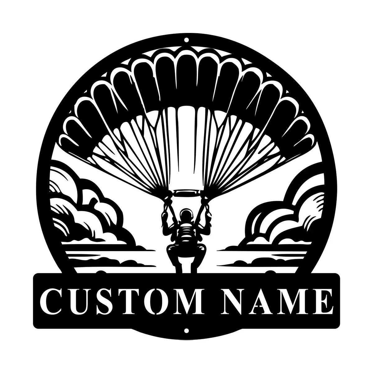 

Custom Metal Parachute Wall Art, Personalized Name Sign, Aviation Home Decor Gift