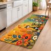 Vibrant Floral Cat Garden Doormat Entrance Rug Welcome Mat Cute Animal Boho Style Home Decor Waterproof House Mat
