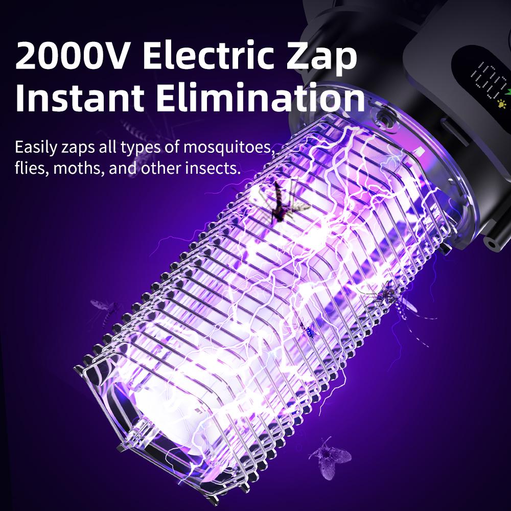 Luz Solar para Jardín Matamoscas Solar para Exteriores con Trampa Recargable para Insectos y Moscas Lámpara Matamosquitos para Jardín Luz de Calle
