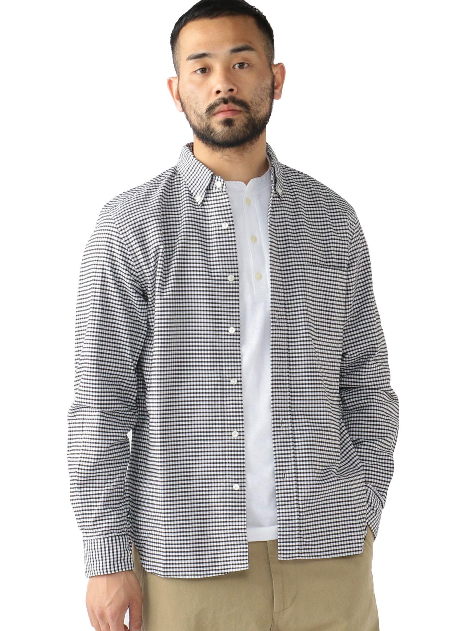 

Рубашка Oxford Gingham Check Shirt Button Down Shirt BLACK S 38110077139 [Beams Plus] L/S Мужская чёрный
