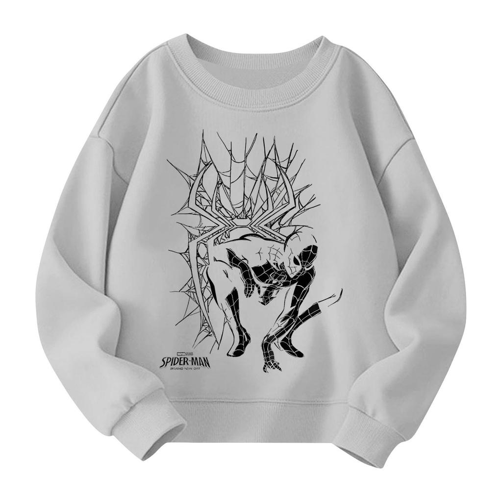 Boys and girls round neck plus velvet pullover printed top sweatshirt