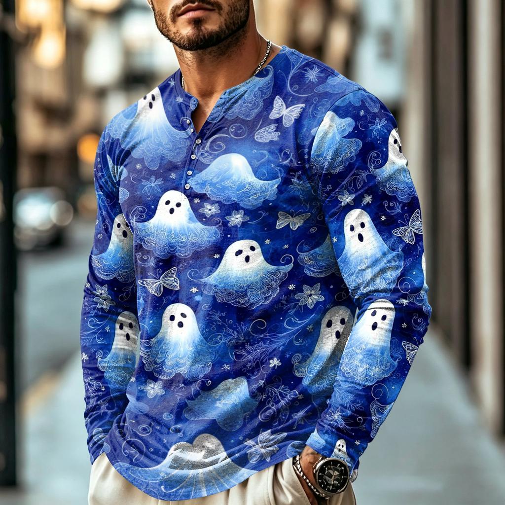Men's Long Sleeve Shirt for Halloween Casual Wear