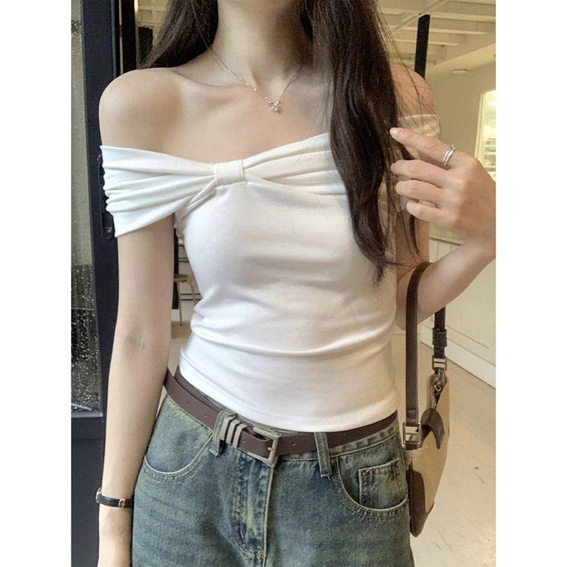 2025 Chic Off-Shoulder Short-Sleeve Women's Slim Top