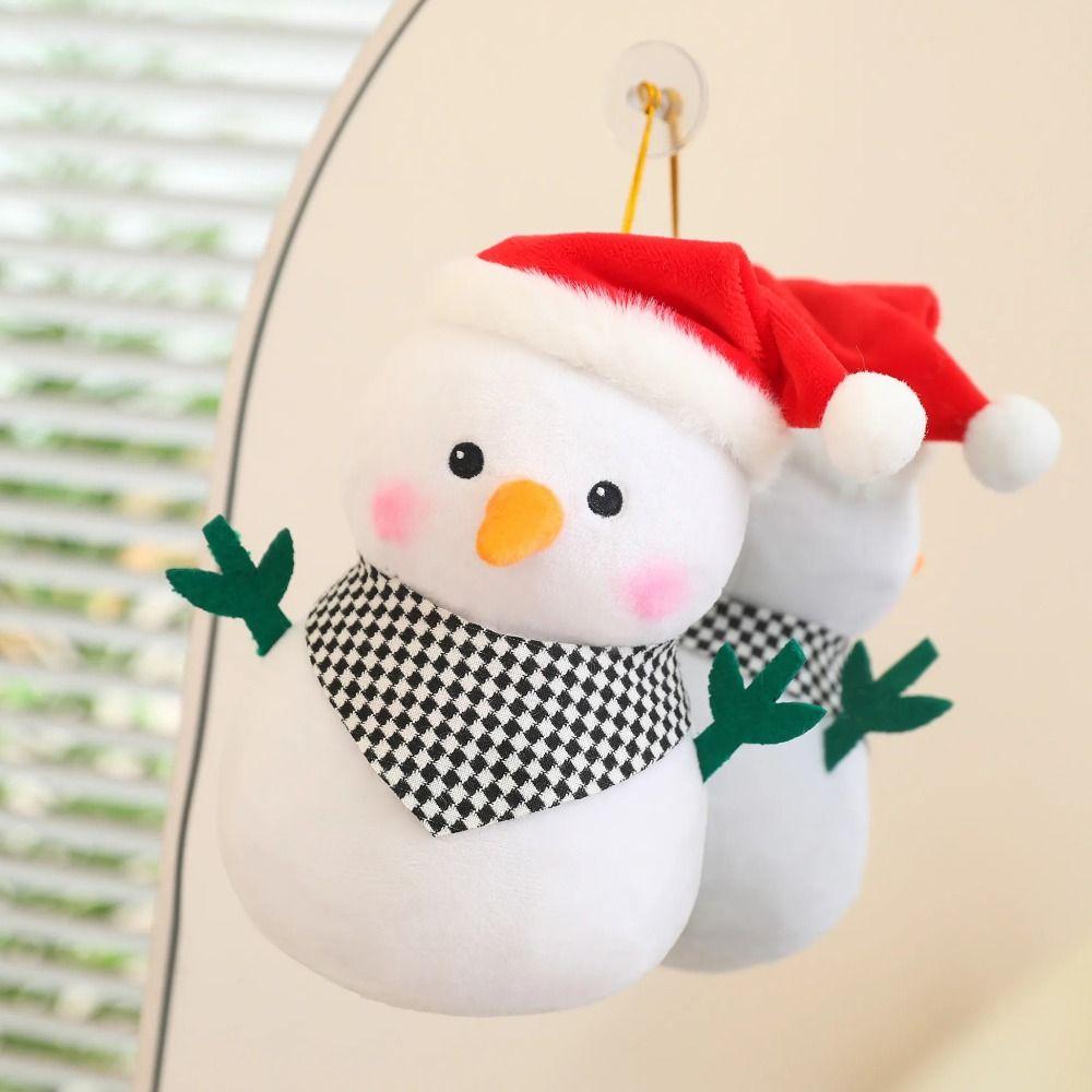 Fluffy Snowman Plush Toy Cartoon Xmas Ornament Creative Christmas Snowman Pendant  Christmas Gift