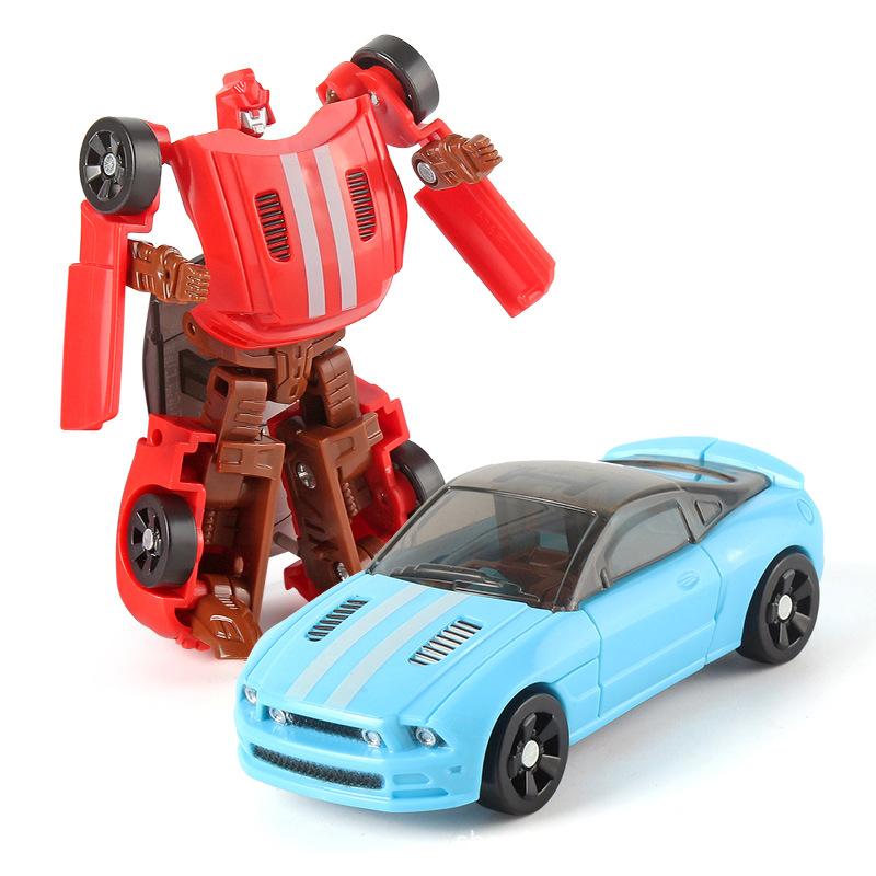 Children's Transforming Toy Car & Robot 2 In 1 Mini Manual Deformation Car Toy Pocket Robot Model Boy's Birthday Gift
