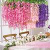 50Cm Artificial Wisteria Vine Hanging Flower Silk Floral Garland Wedding Home Ceiling Decoration Indoor Decorative Plastic Plant