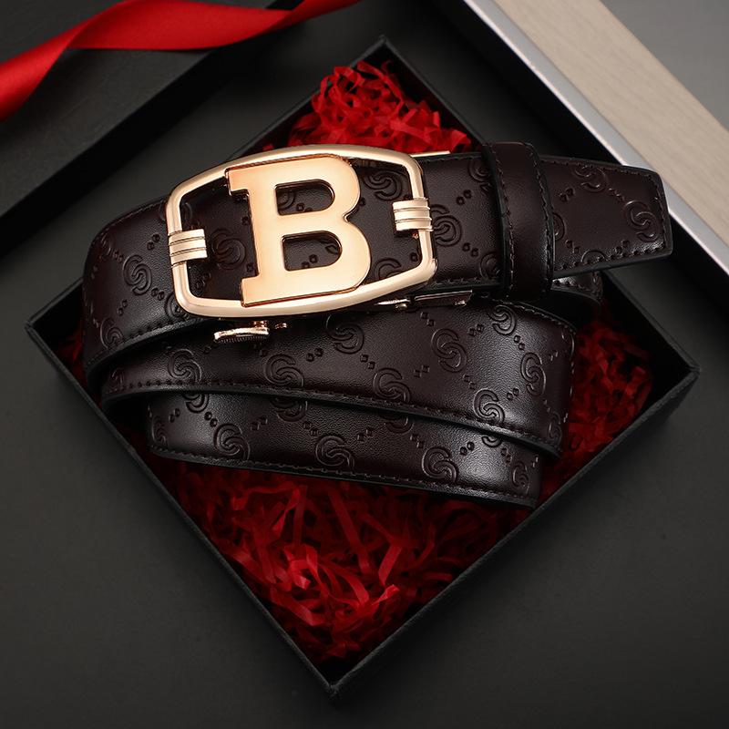 Men's High-End Genuine Leather Automatic Buckle Belt - Versatile Casual Cowhide Waistband