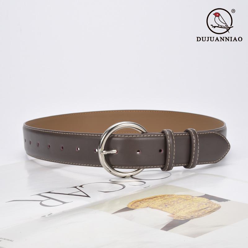 Ladies' Genuine Cowhide Leather Wide Waist Trench Coat Belt