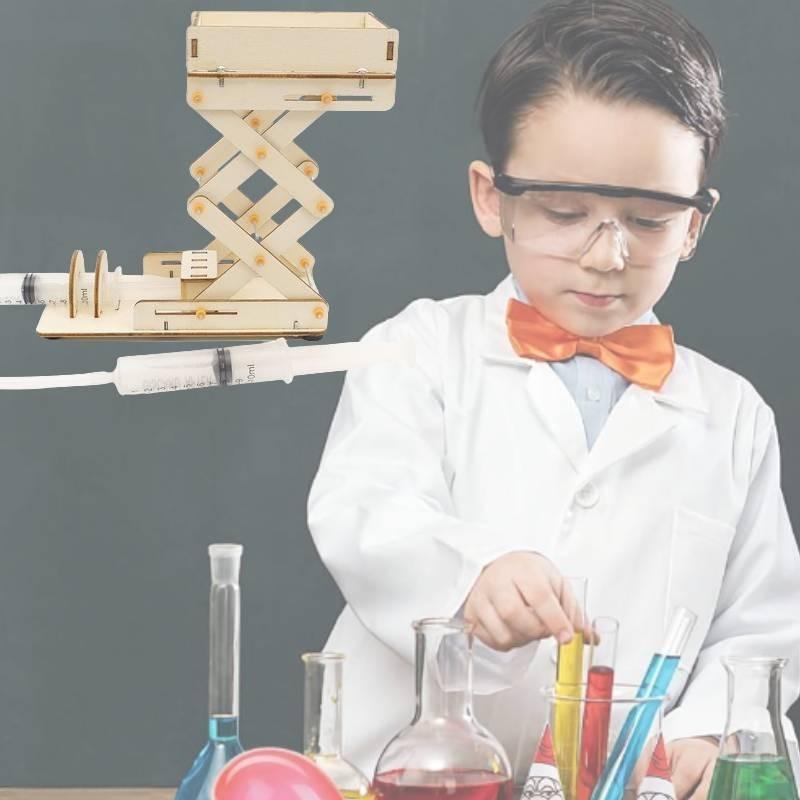 Educational Diy Hydraulic Lift Platform Science Experiment Invention Set Wooden Material Customizable