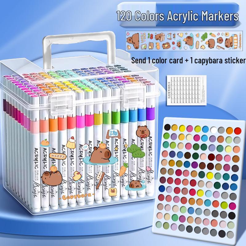 Acryl-Aquarellmarker für Kinder: Ausblutsichere, stapelbare, wasserfeste Kunststifte & Zeichenpinsel für den Kindergarten.