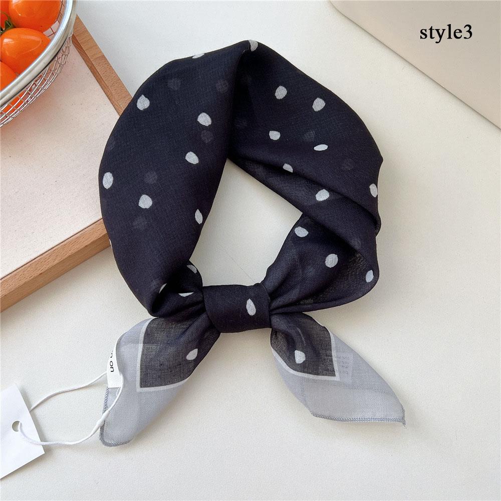 Polka Dot Flower Printed Headscarf  INS Style Sun Protection Headband Towel Women Korean Cotton Linen Square Scarf Bandana New