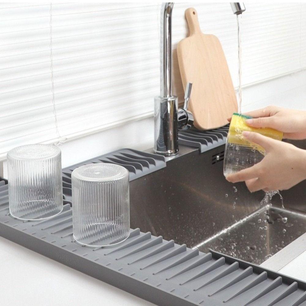 Narrow Edge Kitchen Sink Protector Silicone Drain Pad Cover New Sink Splash Guard  Countertop Use