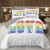 Rainbow Bedspread Queen/Full People Celebrating International Day for LGBT Community Quilt Set Colorful Rainbow Striped Coverlet
