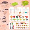 Cute Stone 129-Piece Kitchen Toy Set with Storage Basket, Educational Toy, DIY, Cuttable Food Items (Vegetables, Fruits), Cooking Utensils, Pretend