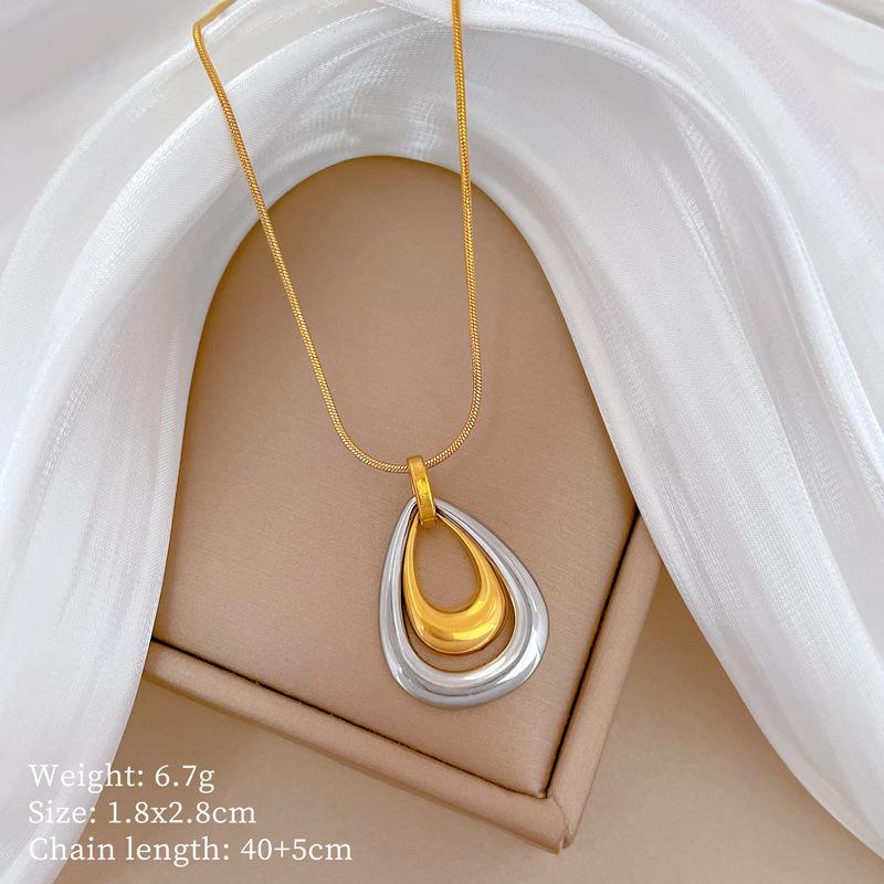 Double-Layer Water Drop Personalized Minimalist Wind Furnace Real Gold Necklace Female Collarbone Chain With