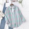 Women's Long Plaid Shirt Casual Long Sleeve Jacket